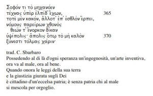 Si parla dell'uomo in un passo dell'Antigone, tradotto dal grande poeta Camillo Sbarbaro
